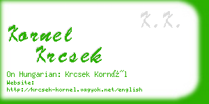 kornel krcsek business card